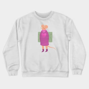 Cute girl mouse in pink dress with love letter Crewneck Sweatshirt